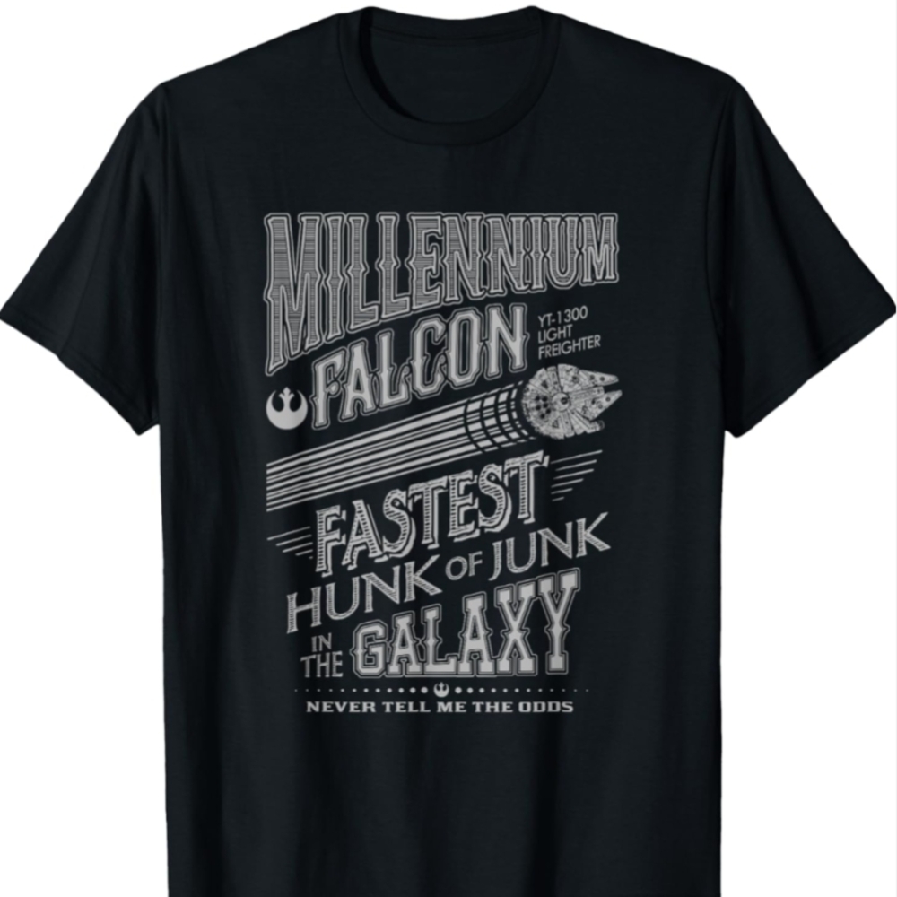 STAR WARS Short Sleeve Tee Black Millennium Falcon Size 3XL